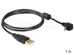 USB MICRO-B(M) ANGLED UP/DOWN->USB-A(M) 2.0 1M BLACK FERRITE DELOCK