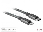 KABEL LIGHTNING(M)->USB-C(M) 1M SZARY SZYBKIE ŁADOWANIE MFI DELOCK