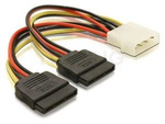Kabel Zasilający Wewnętrzny Molex(M)->2x Sata(F) 10cm Delock