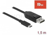 Kabel Usb-C(M)->Displayport(M) 1.5m 8k 60hz Czarny (Thunderbolt 3/Displayport Alternate Mode) Delock
