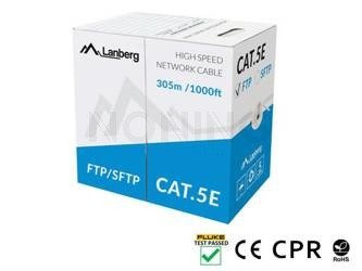 LAN CABLE SFTP CAT.5E 305M SOLID CU CPR + FLUKE PASSED GREY LANBERG