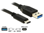 USB-C(M)->USB-A(M) 3.1 GEN 2 CABLE 1M BLACK DELOCK
