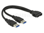 Kabel Usb Pin Header(M) 19 Pin->2x Usb-A(M) 3.0 25cm Czarny Delock
