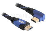 Kabel Hdmi M/M V1.4 2m Kątowy Prawo Czarno-Niebieski Premium Sznur Delock
