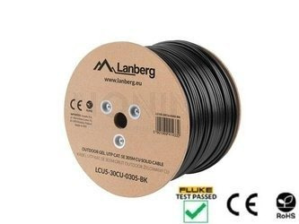 OUTDOOR LAN CABLE GEL-FILLED UTP CAT.5E 305M SOLID CU GREY FLUKE PASSED LANBERG