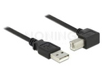 Kabel Usb-A(M)->Usb-B(M) 2.0 2m Kątowy Prawo Czarny Delock
