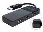 Splitter Video Delock Displayport 1.4->3x Displayport 4k Na Kablu 12.5cm Czarny Gaming
