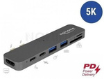 DOCKING STATION FOR MACBOOK DELOCK USB-C(M)->2X USB 3.1, HDMI, 1X THUNDERBOLT, SD/MICROSD READER 5K