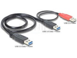 USB-A(M)+POWER USB-A(M)->USB-A(M) 3.0 CABLE 0.6M BLACK DELOCK