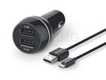Ładowarka Samochodowa Zapalniczka Philips 2x Usb 3.1a 12v Czarna + Kabel Micro Usb