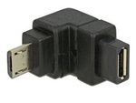 Adapter Usb Micro(M) 2.0->Usb Micro(F) Kątowy Dół Czarny Delock