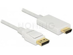 DISPLAYPORT(M) V1.2A->HDMI(M) CABLE 2M WHITE DELOCK