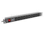 POWER DISTRIBUTION UNIT (PDU) 19" LANBERG 1U 10A 10 SOCKETS 2M BLACK