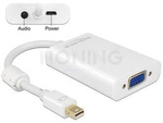 Adapter Displayport Mini(M) 1.1->Vga(F)+Minijack 3.5mm Na Kablu 8cm Biały Delock