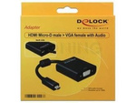 DELOCK ADAPTER HDMI MICRO-D MALE > VGA FEMALE WITH AUDIO BLACK