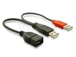 USB-A(M)+POWER USB-A(M)->USB-A(F) 2.0 CABLE 0.2M BLACK DELOCK