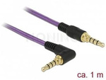 Kabel Audio Minijack 3.5mm M/M 4 Pin 1m Kątowy Fioletowy Delock