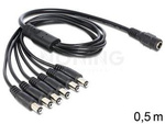 Kabel Zasilający Dc 5.5x2.1mm(F)->6x Dc(M) 0.5m Czarny Delock