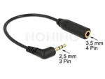Kabel Audio Jack 2.5mm(M) 3 Pin->Minijack 3.5 Mm(F) 4 Pin 0.17m Czarny Delock