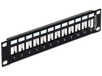 Patch Panel 12 Port 1u Do Modułów 10" Keystone Czarny Delock