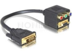 Adapter Dvi-I(M)(24+5) Dual Link->Vga(F) + 3x Rca(Chinch)(F) Na Kablu 20cm Czarny Delock