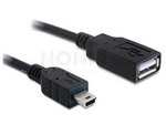 USB MINI-B(M)->USB-A(F) 2.0 CABLE 0.5M BLACK DELOCK