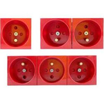Electric socket 16A DATA Mosaic 45x135 mm, 3x2P+Z, red