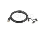 3IN1 CABLE USB-A(M)->MICRO-B(M)+LIGHTNING(M)+USB-C(M) 2.0 1.8M BLACK (ONLY CHARGING) LANBERG