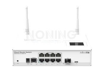 CRS109-8G-1S-2HnD-IN 8x Gigabit Smart Switch, 1x SFP cage, LCD, 802.11b/g/n Dual Chain wireless, 600MHz CPU, 128MB RAM, Metal desktop case, RouterOS L5, supports 10-57V, 802.3af/at compliant