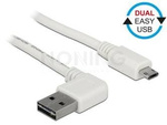 Kabel Usb Micro(M)->Usb-A(M) 2.0 5m Kątowy Lewo/Prawo Dual Easy-Usb Biały Delock