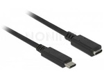 EXTENSION CABLE USB-C M/F 3.1 0.5M BLACK DELOCK