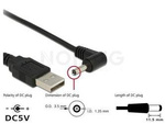 USB POWER->DC 3.5 X 1.35 MM(M) CABLE ANGLED 1.5M BLACK DELOCK