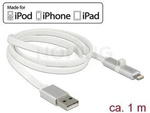DELOCK USB DATA AND POWER CABLE FOR APPLE AND MICRO USB DEVICES 1 M WHITE