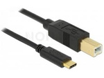 USB-C(M)->USB-B(M) 2.0 CABLE 3M BLACK DELOCK