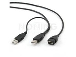 USB-A(M)+POWER USB-A(M)->USB-A(F) CABLE 2.0 0.9M BLACK GEMBIRD