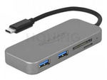 Hub Usb-C 3.1 Delock 2-Porty+1x Czytnik Sd+1x Czytnik Cf 12cm Szary