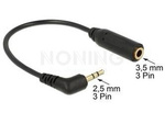 JACK 2.5MM(M) 3PIN->MINIJACK 3.5MM(F) 3PIN ADAPTER 17.5CM BLACK DELOCK
