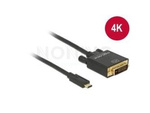 Kabel Usb-C(M)->Dvi(M)(24+1) 1m Czarny Single Link (Thunderbolt 3/Displayport Alternate Mode) Delock