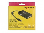 DELOCK ADAPTER USB TYPE-C -> VGA / HDMI / DVI FEMALE BLACK 13CM CABLE