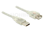 DELOCK EXTENSION CABLE USB 2.0 TYPE-A MALE > USB 2.0 TYPE-A FEMALE 5 M TRANSPARENT