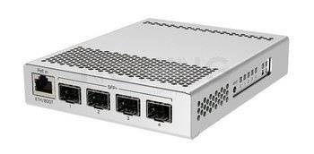 CRS305-1G-4S+IN Five-port desktop switch with one Gigabit Ethernet port and four SFP+ 10Gbps ports