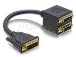 Adapter Dvi-I(M)(24+5) Dual Link->2x Dvi-I(F)(24+5) Na Kablu 10cm Czarny Delock