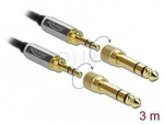 Kabel Audio Minijack 3.5mm M/M 3 Pin + 2x Przejściówka Nakręcana Jack 6.35mm 3m Czarny Delock