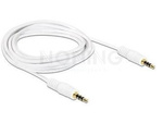 MINIJACK 3.5MM M/M 4 PIN CABLE 3M WHITE FOR IPHONE DELOCK