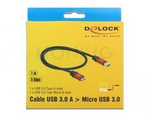 USB MICRO-B(M)->USB-A(M) 3.0 CABLE 1M BLACK PREMIUM DELOCK