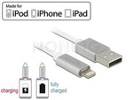 LIGHTNING(M)->USB-A(M) CABLE 1M WHITE LED DELOCK