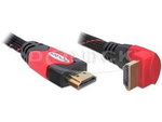 Kabel Hdmi M/M V1.4 3m Kątowy Góra Czarno-Czerwony Premium Sznur Delock