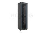 RACK CABINET 19" FREE-STANDING 42U/600X600 SELF-ASSEMBLY FLAT PACK WITH GLASS DOOR BLACK LANBERG