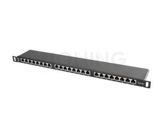 PATCH PANEL 24 PORT 0.5U CAT.5E SHIELDED BLACK LANBERG