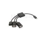USB MICRO-B(M)->2X USB-A(F) + MICRO USB-B(F) 2.0 CABLE 0.13M OTG BLACK GEMBIRD
